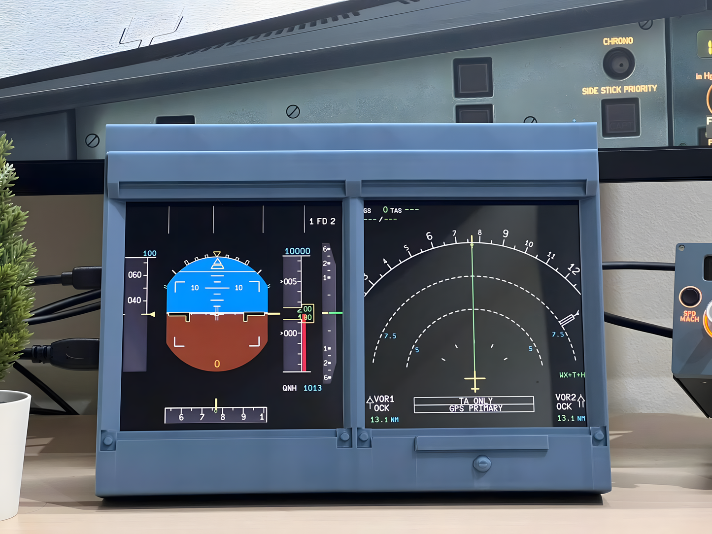 Airbus A320 and A330 Mini Dual EFIS Unit featuring Primary Flight Display and Navigation Display.