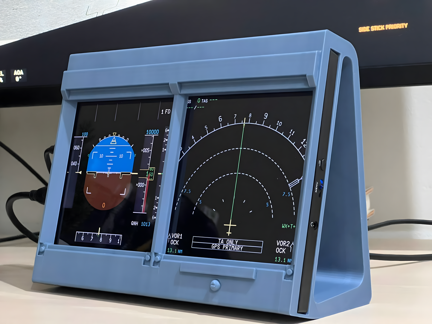 Complete standalone IESims Airbus A320/A330 Mini Dual EFIS Unit ready for desktop use.