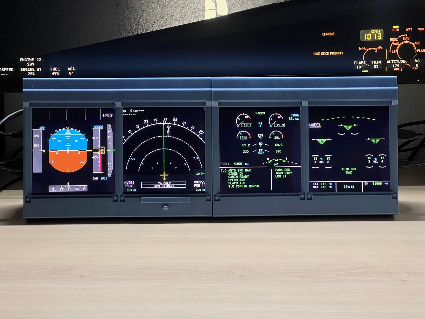 IESims ECAM and EFIS integrated flight simulator control panels.